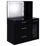 Flora 2-drawer Vanity Set with LED Mirror Black High Gloss | Black | Black High Gloss | 930219