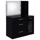 Flora 2-drawer Vanity Set with LED Mirror Black High Gloss | Black | Black High Gloss | 930219