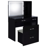 Flora 2-drawer Vanity Set with LED Mirror Black High Gloss | Black | Black High Gloss | 930219