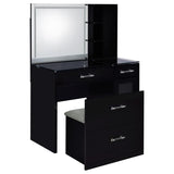 Flora 2-drawer Vanity Set with LED Mirror Black High Gloss | Black | Black High Gloss | 930219