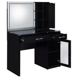 Flora 2-drawer Vanity Set with LED Mirror Black High Gloss | Black | Black High Gloss | 930219