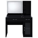 Flora 2-drawer Vanity Set with LED Mirror Black High Gloss | Black | Black High Gloss | 930219