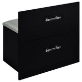 Flora 2-drawer Vanity Set with LED Mirror Black High Gloss | Black | Black High Gloss | 930219