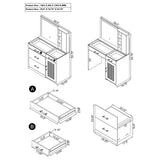 Flora 2-drawer Vanity Set with LED Mirror Black High Gloss | Black | Black High Gloss | 930219