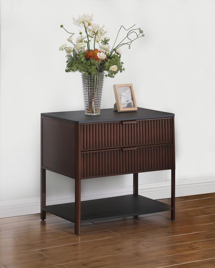 Zimmerlee 2-drawer Side Table with Shelf Rust Brown | Brown | Rust Brown | 930221