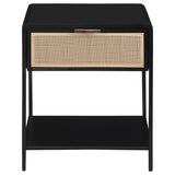 Amherst 1-drawer Radio Weave Cane Metal Bedside Table Black | Black | 930235