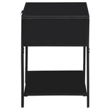 Amherst 1-drawer Radio Weave Cane Metal Bedside Table Black | Black | 930235