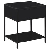Amherst 1-drawer Radio Weave Cane Metal Bedside Table Black | Black | 930235