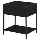 Amherst 1-drawer Radio Weave Cane Metal Bedside Table Black | Black | 930235