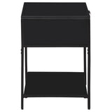 Amherst 1-drawer Radio Weave Cane Metal Bedside Table Black | Black | 930235
