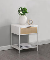 Amherst 1-drawer Radio Weave Cane Metal Bedside Table White | White | 930236