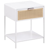 Amherst 1-drawer Radio Weave Cane Metal Bedside Table White | White | 930236