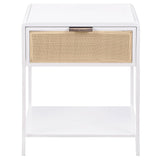 Amherst 1-drawer Radio Weave Cane Metal Bedside Table White | White | 930236