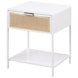 Amherst 1-drawer Radio Weave Cane Metal Bedside Table White | White | 930236