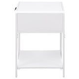 Amherst 1-drawer Radio Weave Cane Metal Bedside Table White | White | 930236