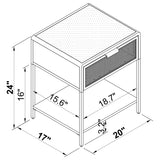 Amherst 1-drawer Radio Weave Cane Metal Bedside Table White | White | 930236