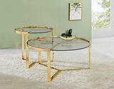 Delia 2-Piece Round Glass Top Nesting Coffee Table Gold | Full | Gold | 930251