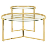 Delia 2-Piece Round Glass Top Nesting Coffee Table Gold | Full | Gold | 930251