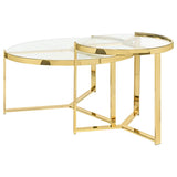 Delia 2-Piece Round Glass Top Nesting Coffee Table Gold | Full | Gold | 930251