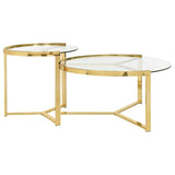 Delia 2-Piece Round Glass Top Nesting Coffee Table Gold | Full | Gold | 930251