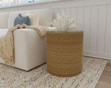 Halden Round Woven Seagrass Accent Side Table Light Brown | King | Brown | Light Brown | 930270