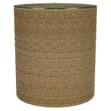 Halden Round Woven Seagrass Accent Side Table Light Brown | King | Brown | Light Brown | 930270