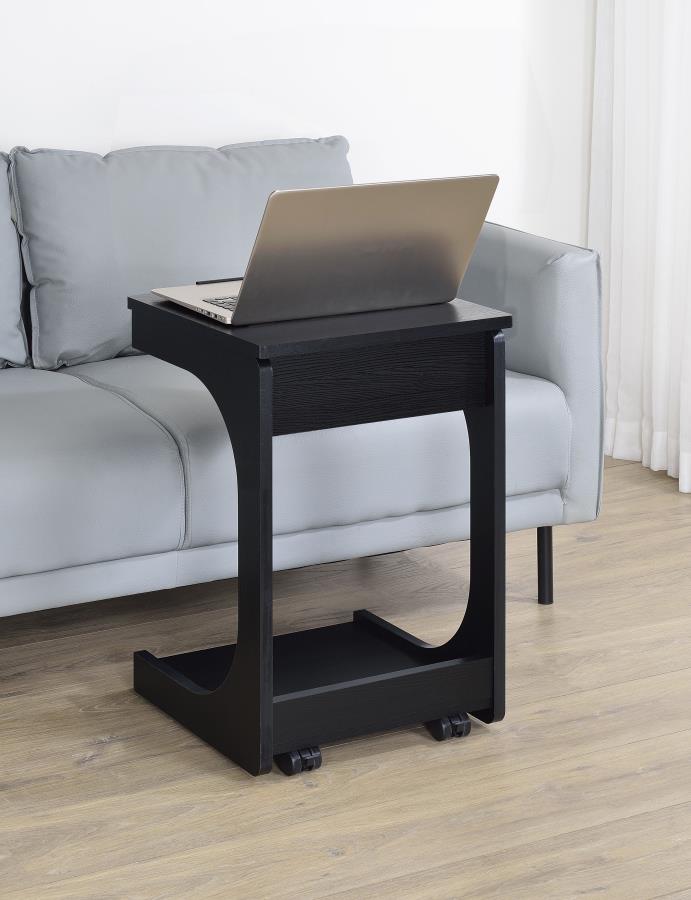 Ralston C-Shaped Lift-Top Sofa Side Table With Casters Black