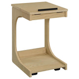Ralston C-Shaped Lift-Top Sofa Side Table With Casters Light Oak | Beige | Light Oak | 930291