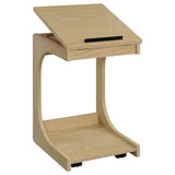 Ralston C-Shaped Lift-Top Sofa Side Table With Casters Light Oak | Beige | Light Oak | 930291