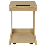Ralston C-Shaped Lift-Top Sofa Side Table With Casters Light Oak | Beige | Light Oak | 930291