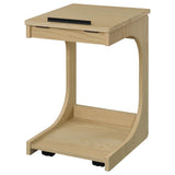 Ralston C-Shaped Lift-Top Sofa Side Table With Casters Light Oak | Beige | Light Oak | 930291