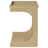 Ralston C-Shaped Lift-Top Sofa Side Table With Casters Light Oak | Beige | Light Oak | 930291