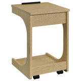 Ralston C-Shaped Lift-Top Sofa Side Table With Casters Light Oak | Beige | Light Oak | 930291