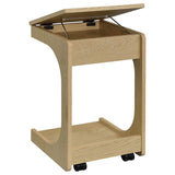 Ralston C-Shaped Lift-Top Sofa Side Table With Casters Light Oak | Beige | Light Oak | 930291