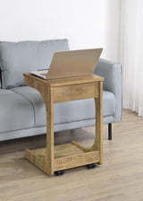 Ralston C-Shaped Lift-Top Sofa Side Table With Casters Mango | Brown | Mango | 930292