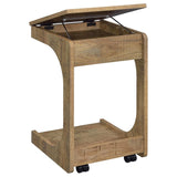 Ralston C-Shaped Lift-Top Sofa Side Table With Casters Mango | Brown | Mango | 930292
