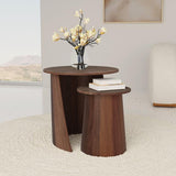 Yency 2-piece Round Mango Wood Nesting Table Set Dark Brown Mango | Brown | Dark Brown Mango | 930330