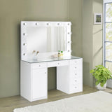 Acena 7-drawer Vanity Set with Lighting White High Gloss | White | White High Gloss | 931143