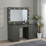 Acena 7-drawer Vanity Set with Lighting Grey High Gloss | Grey | Grey High Gloss | 931145