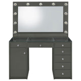 Acena 7-drawer Vanity Set with Lighting Grey High Gloss | Grey | Grey High Gloss | 931145