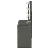 Acena 7-drawer Vanity Set with Lighting Grey High Gloss | Grey | Grey High Gloss | 931145