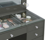 Acena 7-drawer Vanity Set with Lighting Grey High Gloss | Grey | Grey High Gloss | 931145