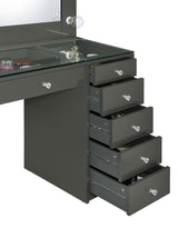 Acena 7-drawer Vanity Set with Lighting Grey High Gloss | Grey | Grey High Gloss | 931145