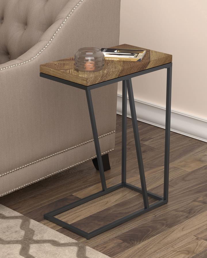 Sergio Engineered Wood C-Shaped Side Table Rustic Tobacco | Brown | Rustic Tobacco | 931147