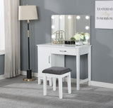 Elijah Vanity Set with Lighting & Stool White and Dark Grey | White | 931149