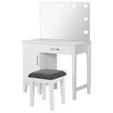 Elijah Vanity Set with Lighting & Stool White and Dark Grey | White | 931149