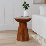 Aureo Round Solid Wood Accent Side Table Wild Honey | Brown | Wild Honey | 931155