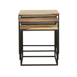 Belcourt 3-piece Square Nesting Tables Natural and Black | Brown | Natural | 931182