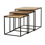 Belcourt 3-piece Square Nesting Tables Natural and Black | Brown | Natural | 931182