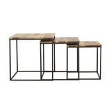 Belcourt 3-piece Square Nesting Tables Natural and Black | Brown | Natural | 931182